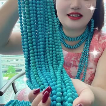 20250808-1 Natural Original Sterling Treatment Sleeping Beauty Turquoise Round Beads Green Moisten