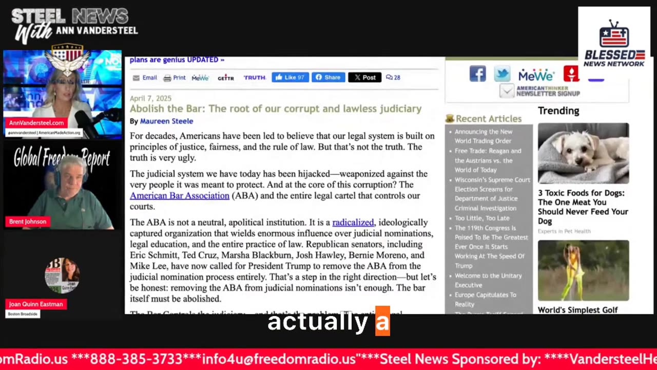 Joan Quinn Eastman backs total abolition of the ABA to gut the corrupt judicial cartel
