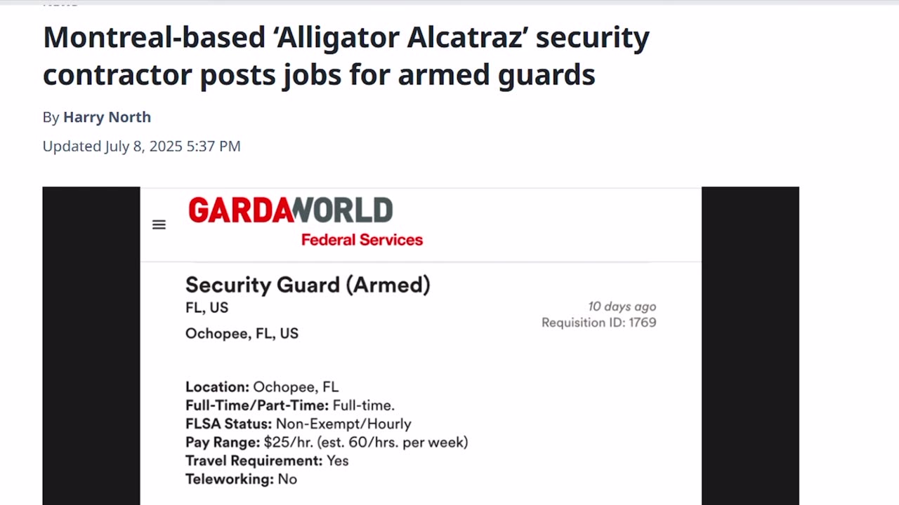 Greg Foreman 🐊 Alligator Alcatraz is hiring $25 hr plus O.T. = over $80,000 annually