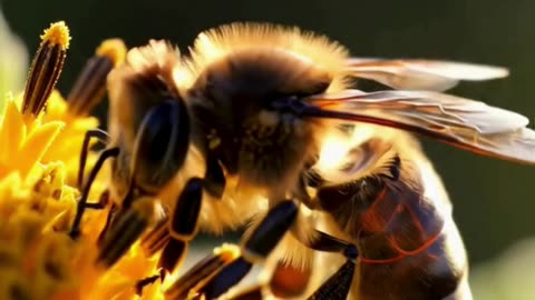 Nature's Tiny Marvel: A Bee's Close-Up Ballet 🐝✨