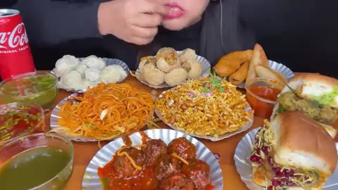 ASMR_MANCHURIAN,DAHIPURI,BHELPURI,DABELI,MOMO,PANIPURI,MANCHURIAN,MUKBANG_EATING_INDIAN_FOOD_