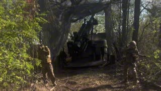 Ukrainian Artillery Corps Firing On Enemy Positions