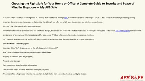 Choosing the Right Safe for Your Home or Office: A Complete Guide to Security and Peace of Mind