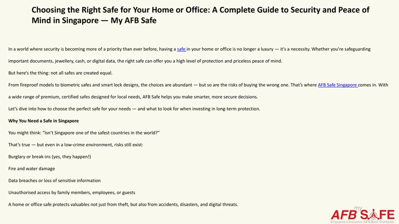 Choosing the Right Safe for Your Home or Office: A Complete Guide to Security and Peace of Mind