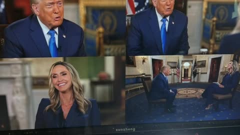 Interviewer and interviewee in matching outfits Lara Trump in conversation with Donald Trump