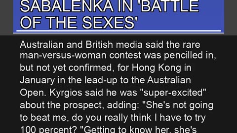 Kyrgios Predicts Easy Win Over Sabalenka in Battl
