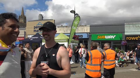 Truro Pride Cornwall Stone roots band, Mock Mayor, Rhys the church pianist 26th July 2025