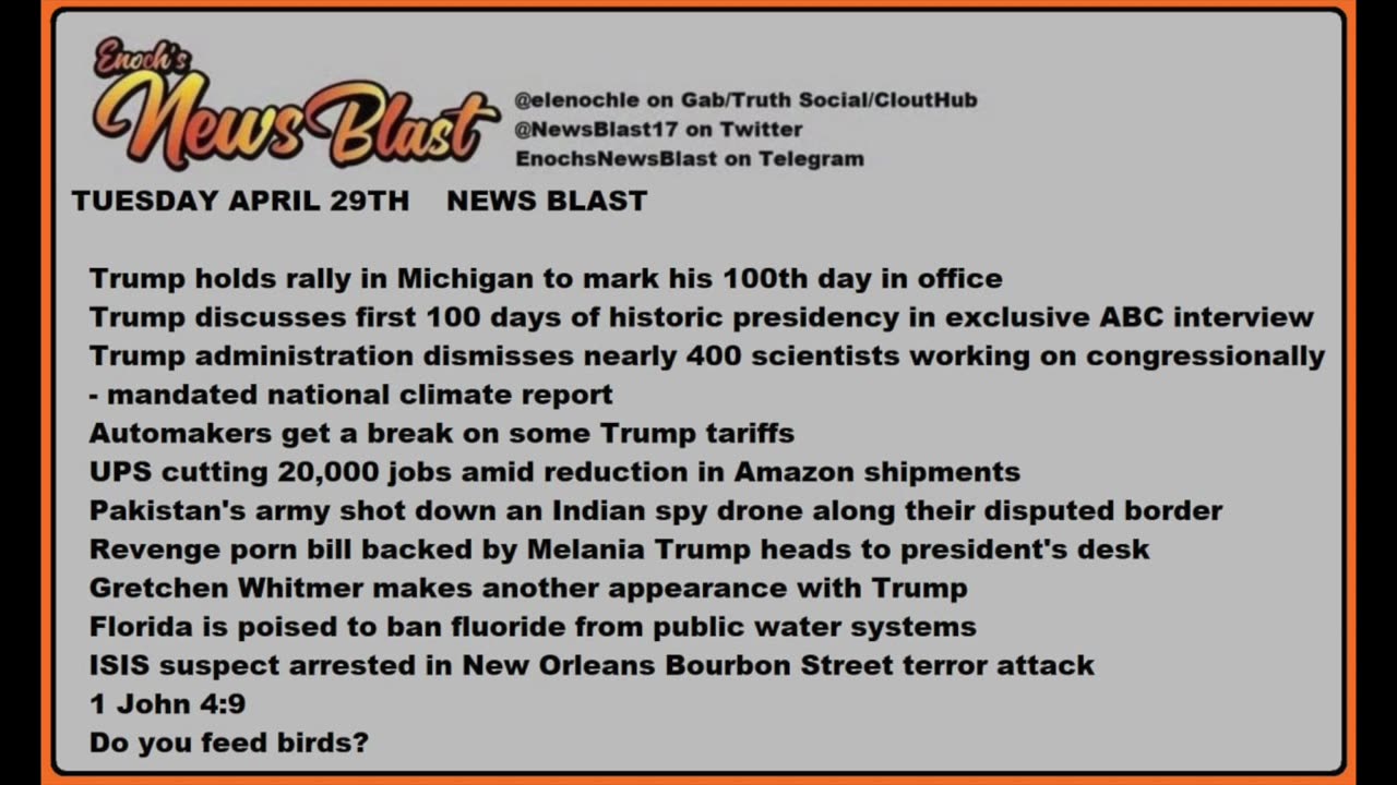 Tuesday, April 29, 2025 News Blast