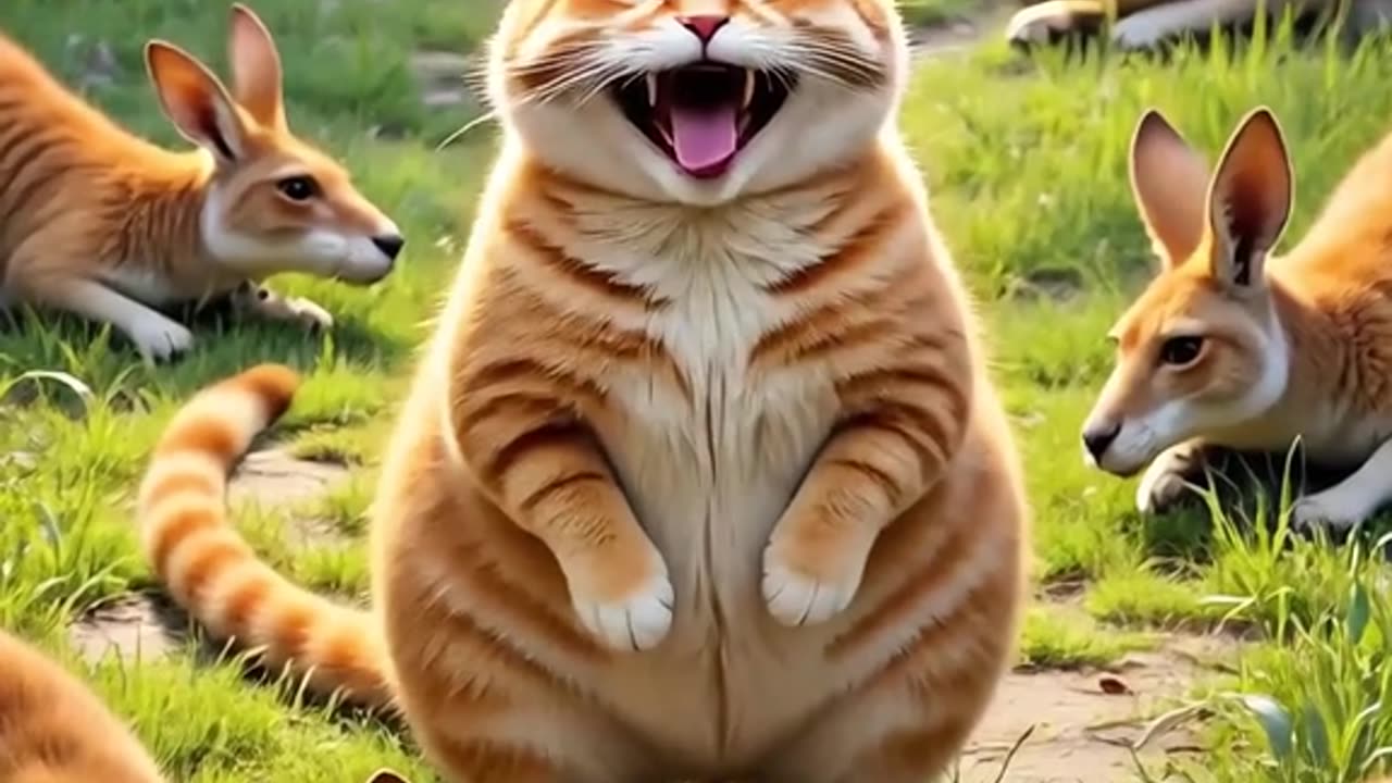 Cat VS Kangaroo Fight😺⚡🦘