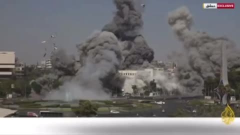 Additional footage documenting the brutal Israeli airstrikes that hit the Syrian capital Damascus
