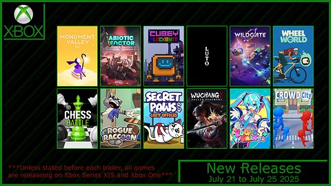 New Xbox Games for July 21 to July 25 2025