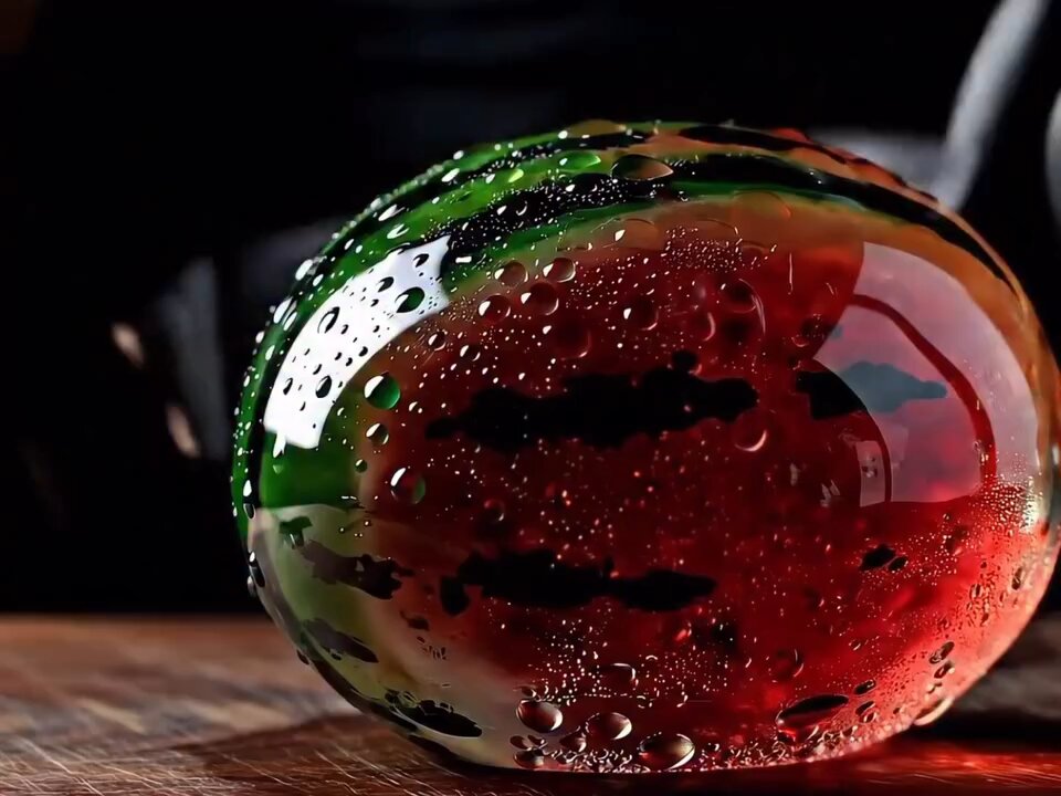 ASMR : GLASS WATERMELON CUTTING