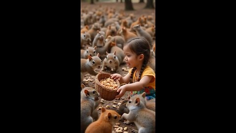 Squirrels and little girl are breastfeeding😘🐿️
