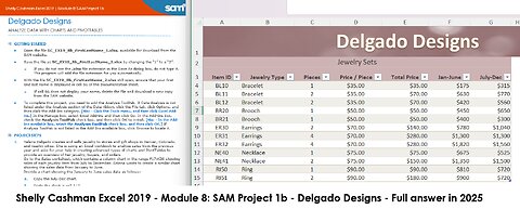 Shelly Cashman Excel 2019 | Module 8: SAM Project 1b | Delgado Designs (Full answer 2025)