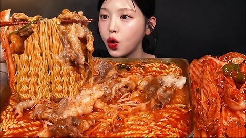Spicy beef ramen with kimchi