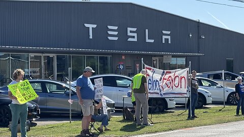 Radical liberals at another Tesla protest