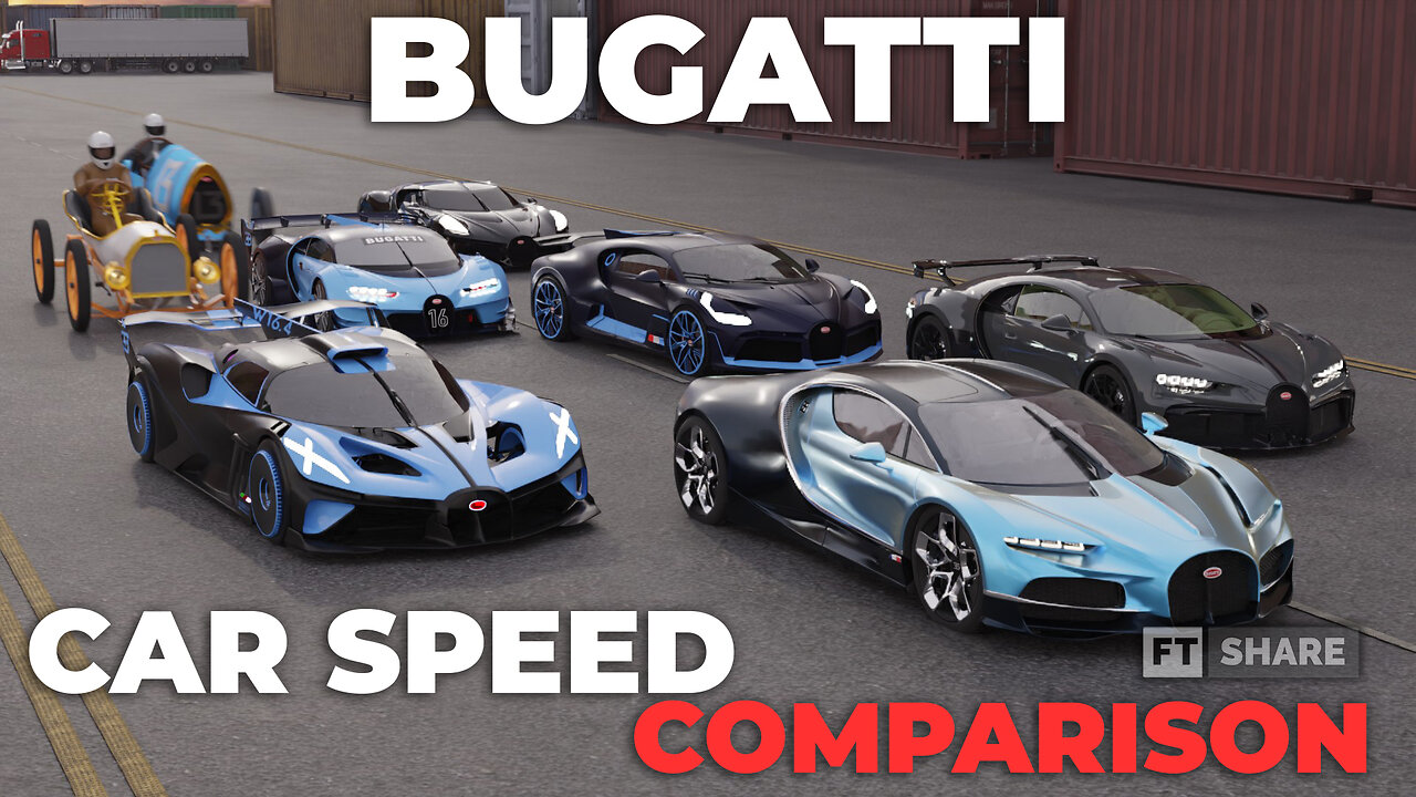 500KMH?!! BUGATTI SPEED COMPARISON 1907 - 2025 in 3D | Fastest BUGATTI 3D Comparison