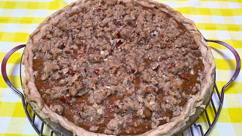 SWEET POTATO PIE with Pecan Crumble Topping
