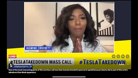 Congresswoman Jasmine Crockett Calls for Tesla Takedown Protests.