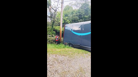Amazon stuck in a driveway