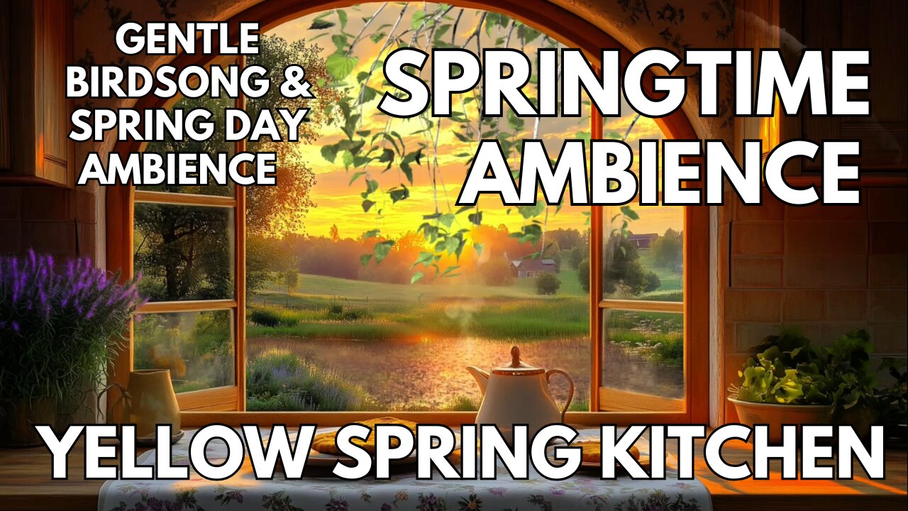 ☀️Yellow Spring Kitchen Ambience | Spring Day & Birdsong | Springtime 4K ASMR