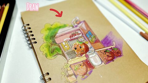 Loose sketching to finished coloured art| Real time (almost) beginner colour pencil isometric sketch