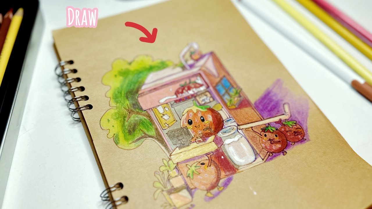 Loose sketching to finished coloured art| Real time (almost) beginner colour pencil isometric sketch