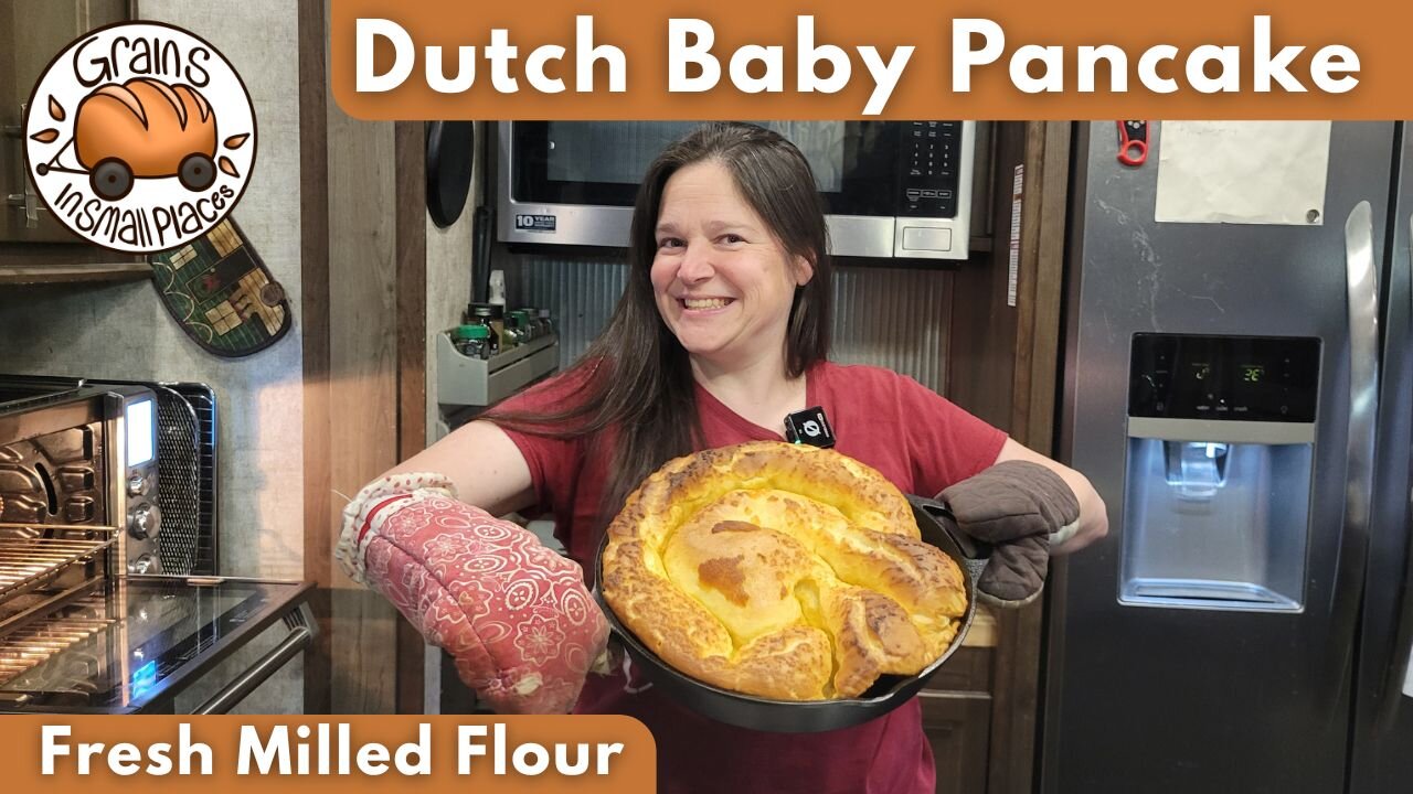 Dutch Baby Pancake Made With Fresh Milled Flour - Watch The Poof!