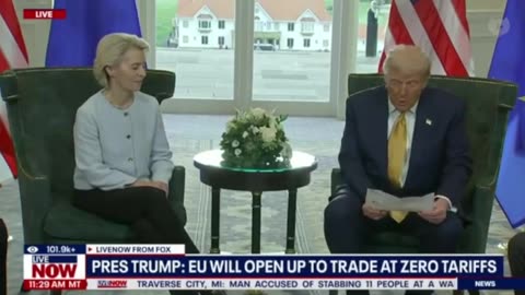 PRES. TRUMP UE-PRES. VON DER LEYEN RAGGIUNGE UN ACCORDO COMMERCIALE