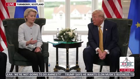 WATCH: "You're known as a tough negotiator and dealmaker." President of the EU Commission to Trump.