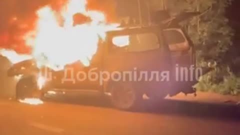 🚗🔥 Ukraine Russia War | Car Ablaze on Dobropillya Highway | RCF