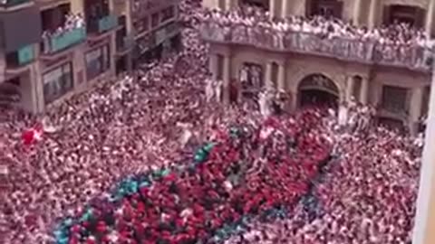 Activists made Human Map of Palestine at Spain’s San Fermin Festival