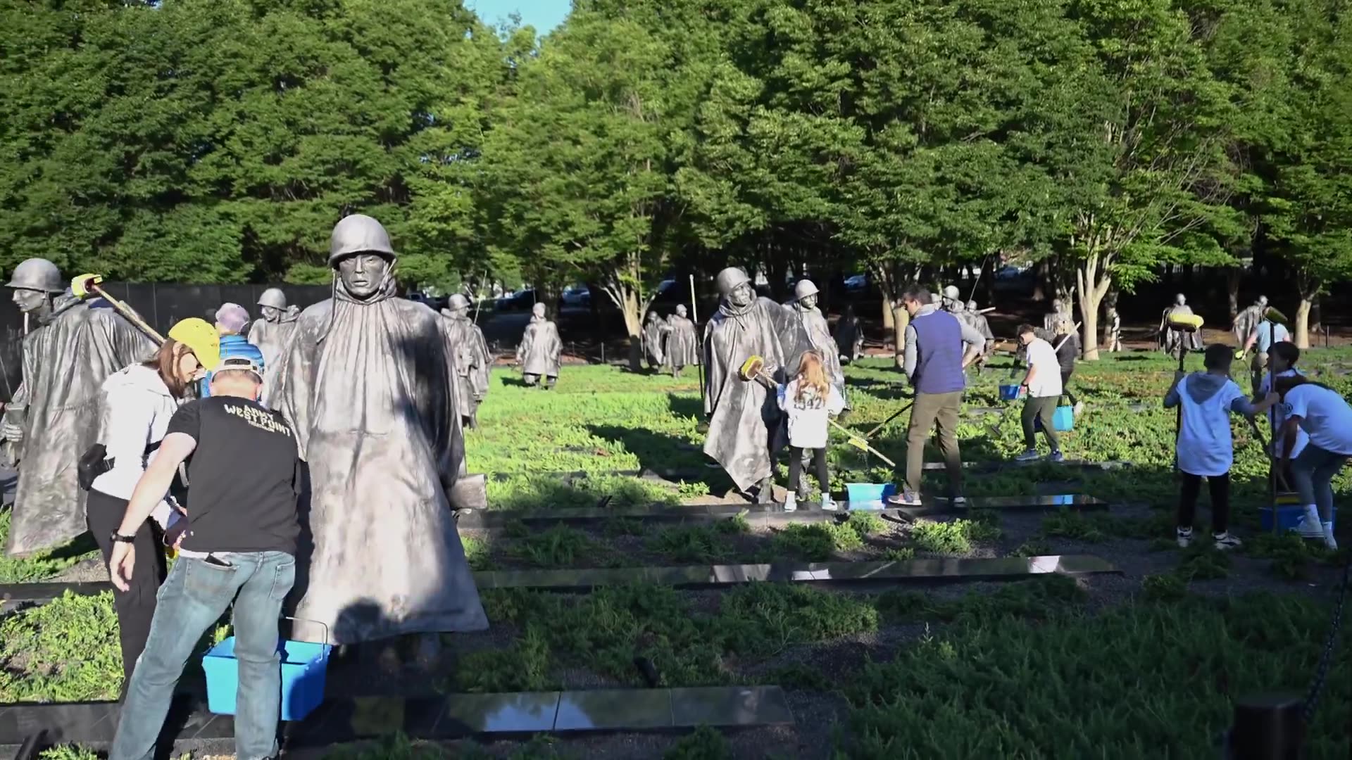 SecDef Pete Hegseth is spending today cleaning the Korean War Memorial for Memorial Day.