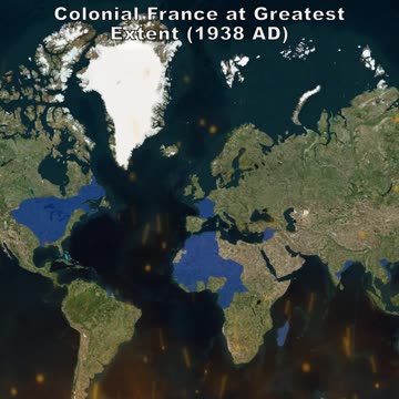 Colonial France at Greatest Extent (1938 AD) vs France Today