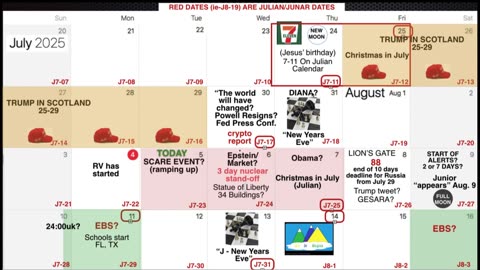 CALENDAR UPDATE for AUG. 5, 2025