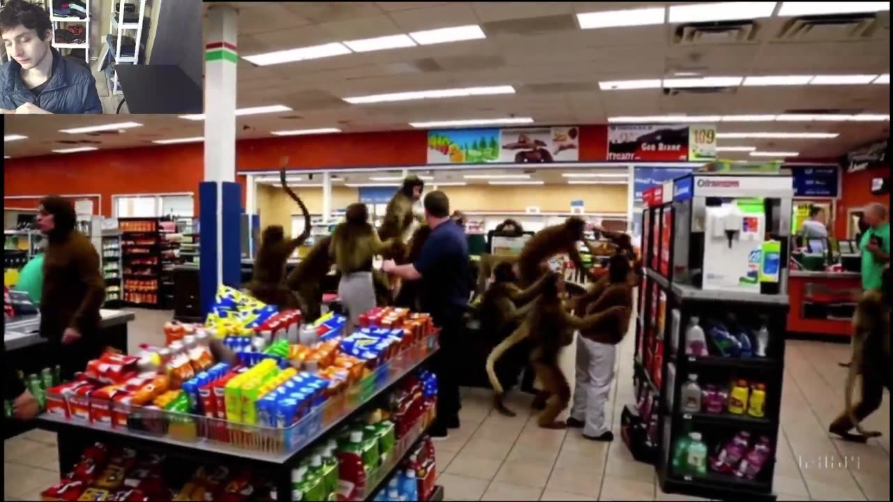 Outtake #1,059 Of Over 5 Monkeys Roam Around A Convenience Store Fake Funny Parody Video