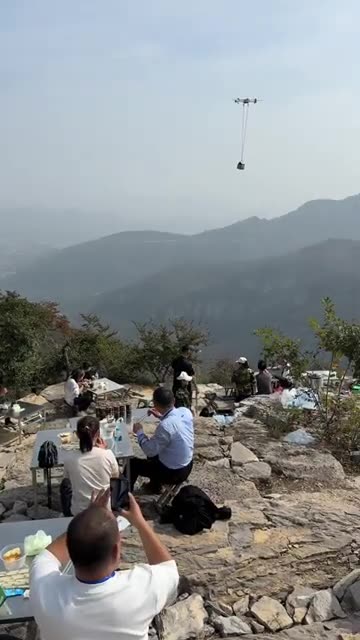 rone food delivery in China to a mountaintop #china #tech #shorts
