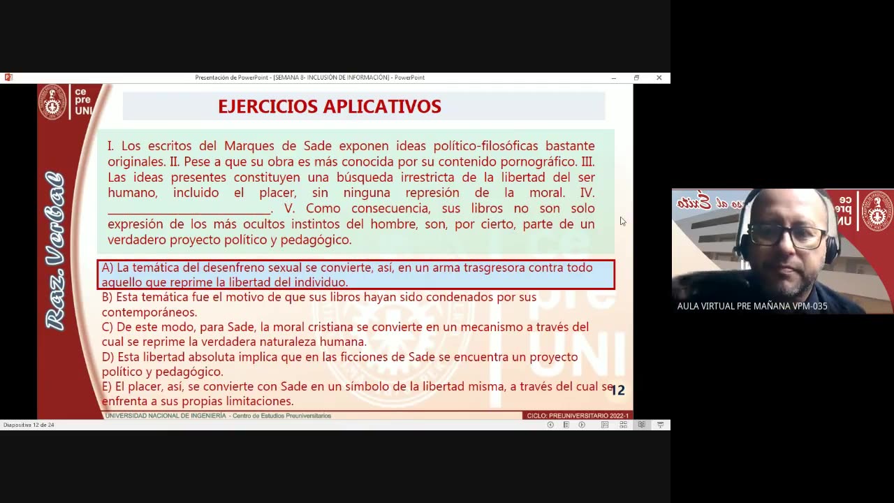 CEPRE UNI 2022 - 1 | Semana 08 | Raz. Verbal