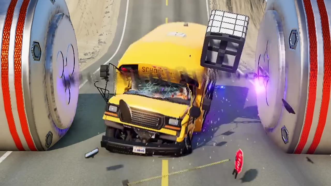 Cars & School Bus vs Hydraulic Crush