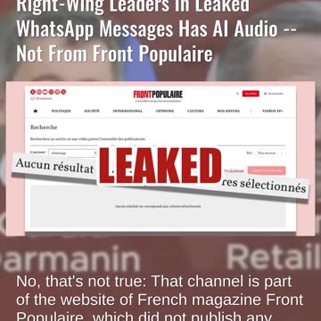 Fact Check: FAKE Video About May 6 Arrest Of French Right-Wing Leaders In Leaked WhatsApp Messages
