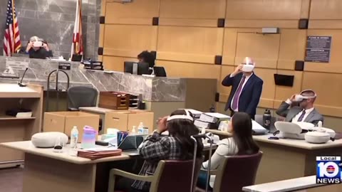 A Florida judge uses a virtual reality headset to view a crime scene during a trial