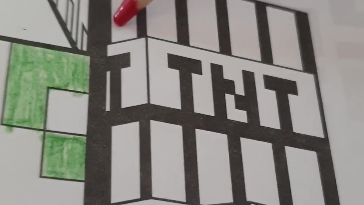 Creeper in Front of TNT Blocks Coloring