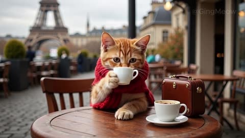 ✈️ Tiny Cat_s Parisian Adventure in the Sky_ 🐾 _ _kitten _travel _paris(1080P_HD)