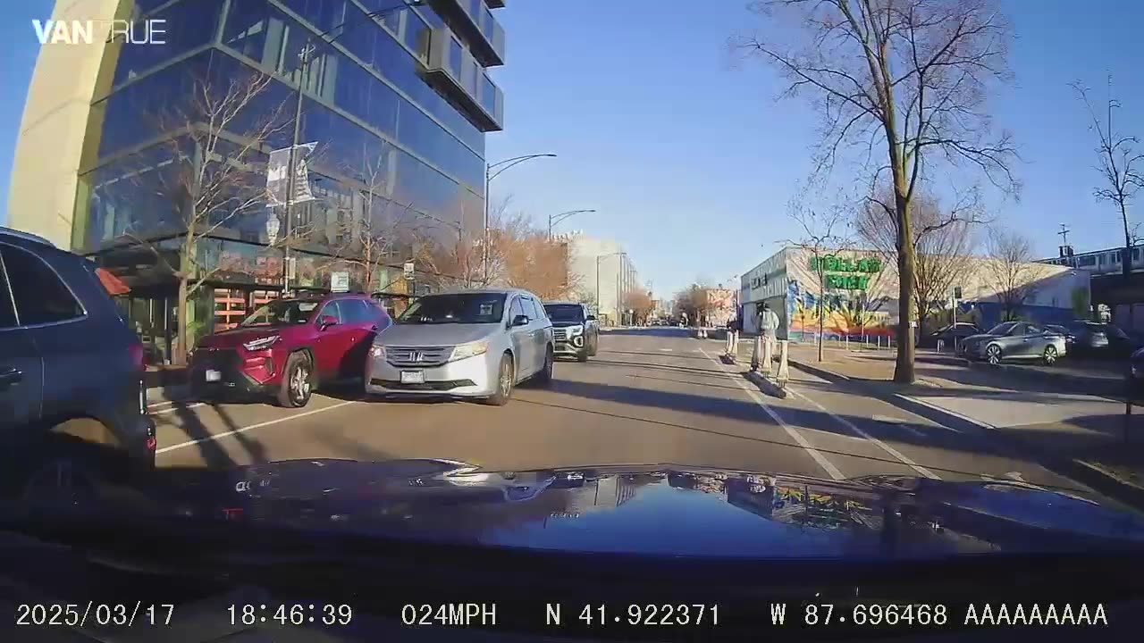 Electric Scooter Swerves Into Traffic