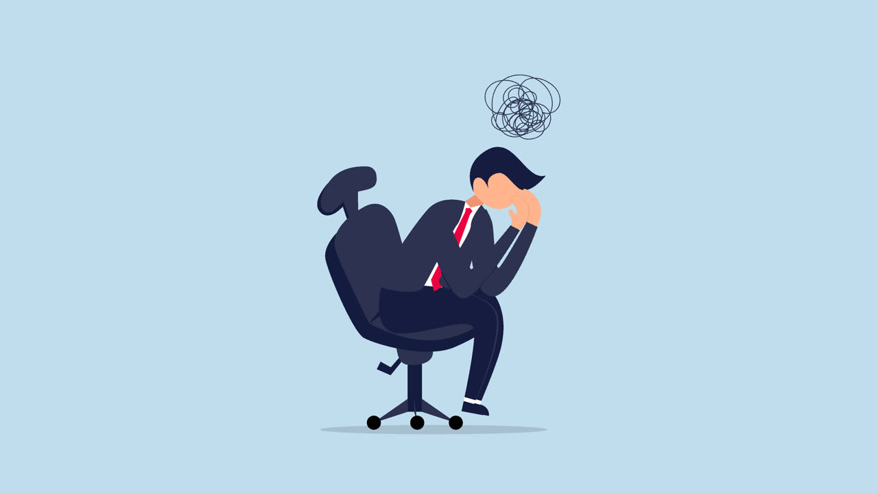 4k Regret on business mistake animation.