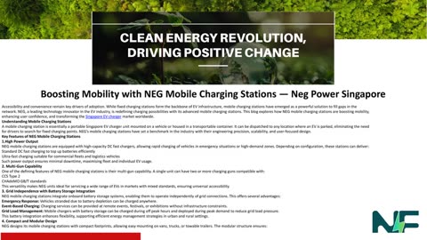 Boosting Mobility with NEG Mobile Charging Stations
