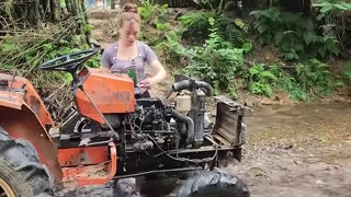 A girl Restoring and starting a flooded diesel tractor #repairing