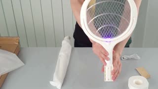 Rotating Head Electric Fly Swatter Racket Rechargeable Bug Zapper Racket Bug Zapper