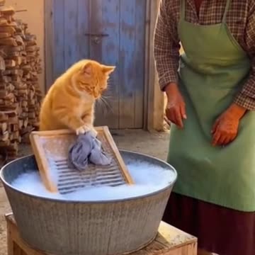 Even the Cat Has a Job in This Village 🐱🧺