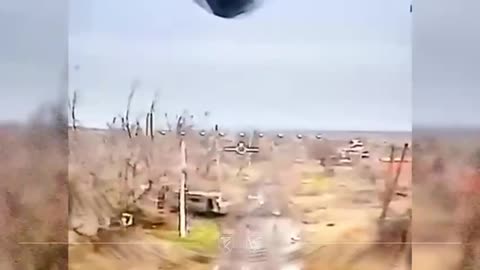 A Russian Howitzer and Transport Van + Infantry Are Destroyed Near Village of Grodivka